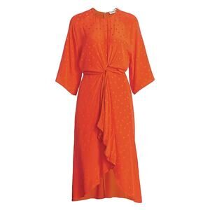 ESSENTIEL Antwerp Orange Silk Midi Length Dress Size 36/ US 4